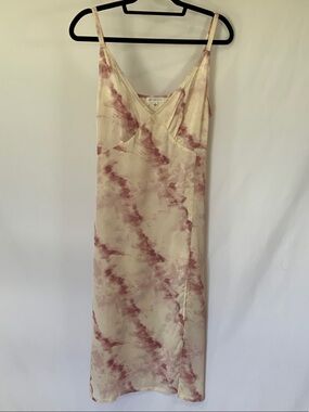 Socialite Slip Midi Dress in Cream and Dusty Rose